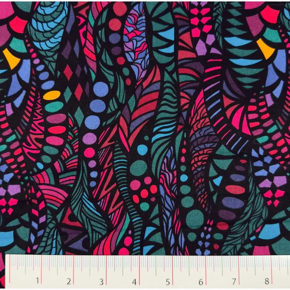 Multicolor Zentangle Print by Keepsake Calico Fabric | 1/2 Yard | Abstract